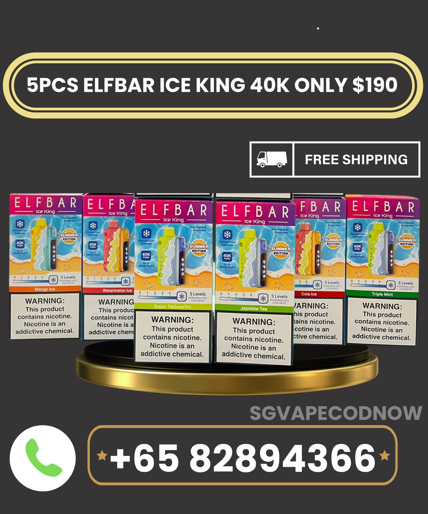 5PCS ELFBAR ICE KING 40000 BUNDLE