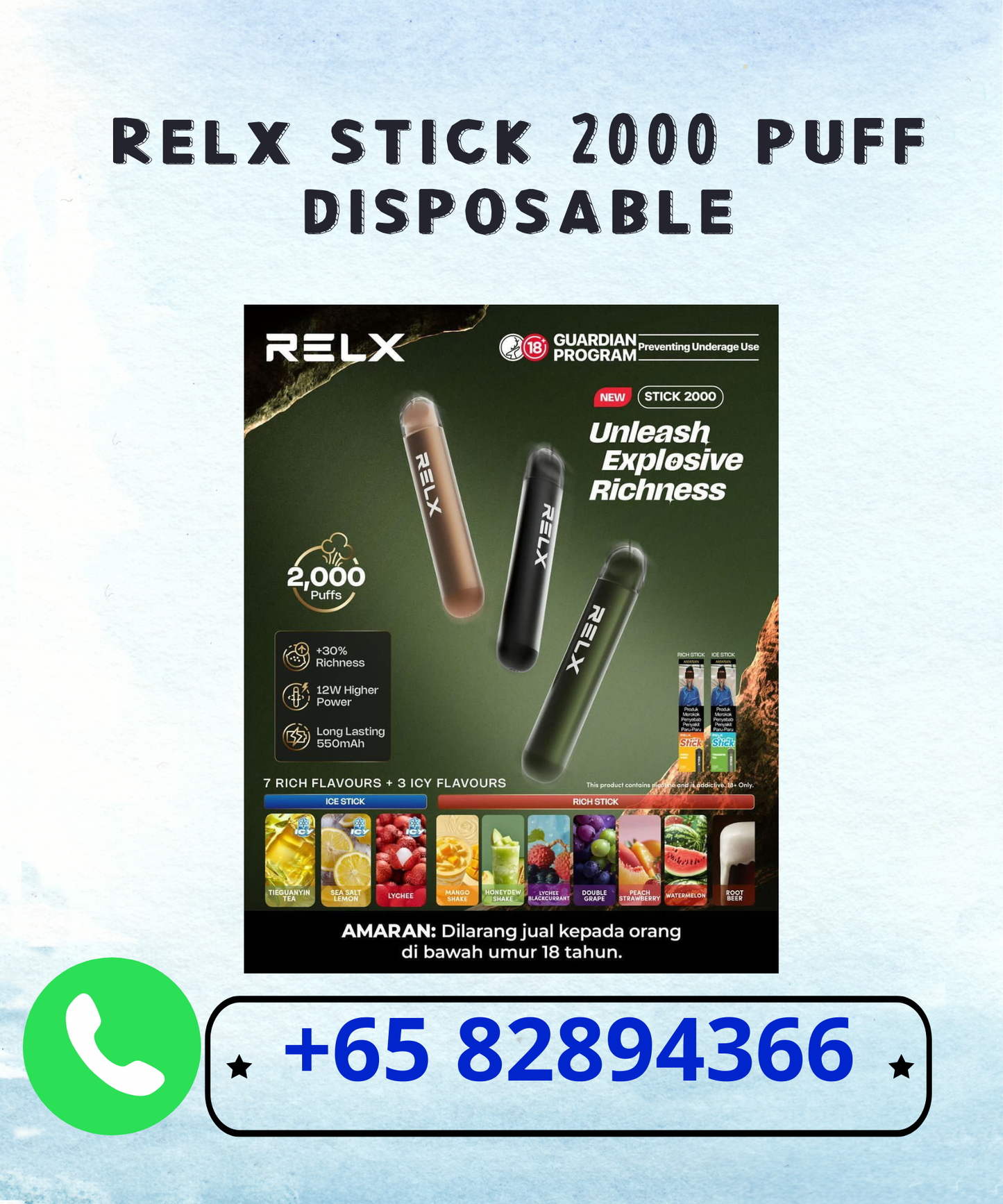 RELX STICK 2000 PUFFS DISPOSABLE